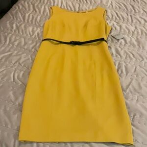 Kasper Yellow Sheath Mini Dress Bateau Neckline
